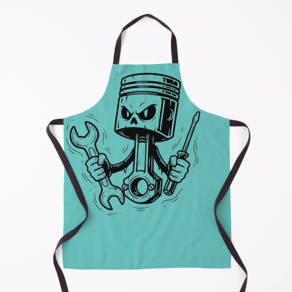 Item preview, Angry Piston Skull Mechanic Wrench Screwdriver — Cartoon Garage Art designed and sold by RAYBIL.