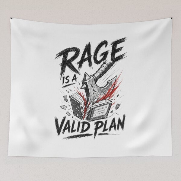 Item preview, Rage Is A Valid Plan Barbarian Battleaxe Fantasy Art designed and sold by Fenay Designs.