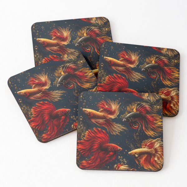 Item preview, Red Gold Betta Fish Underwater Garden designed and sold by SRY DESIGN.