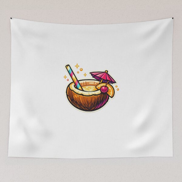 Item preview, Aesthetic Tropical Coconut Summer Drink Sticker⁠ designed and sold by MIROUZ2000.