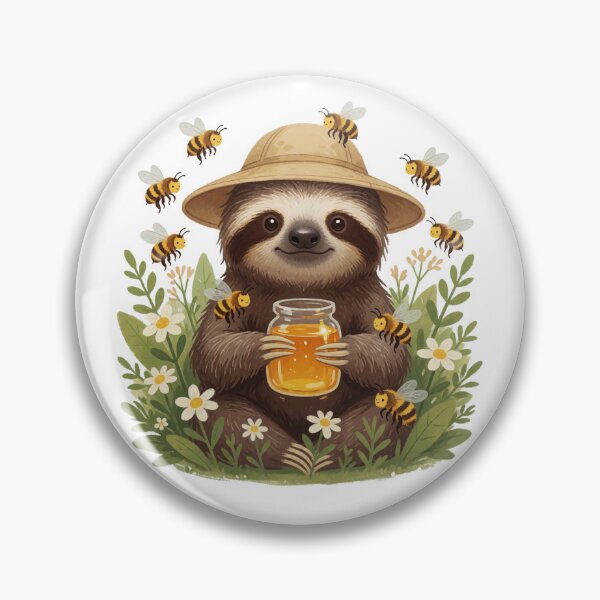 Item preview, Beekeeper Sloth | Cute Cottagecore Forest Honey Keeper designed and sold by AillustriaAK.