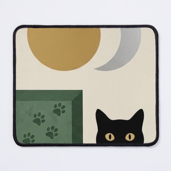 Item preview, Black Cat Peeking Moon Poster – Minimalist Bauhaus Mid Century Modern Cat Sun Moon Geometric Wall Art Poster designed and sold by IconicDesignsXd.