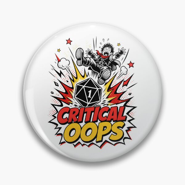 Item preview, Critical Oops Natural 1 Retro Comic Dice Art designed and sold by Fenay Designs.