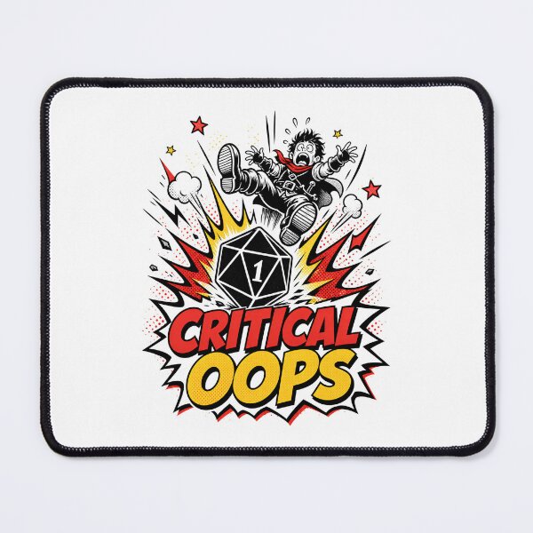Item preview, Critical Oops Natural 1 Retro Comic Dice Art designed and sold by Fenay Designs.