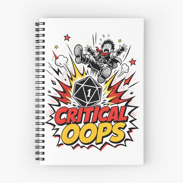 Item preview, Critical Oops Natural 1 Retro Comic Dice Art designed and sold by Fenay Designs.