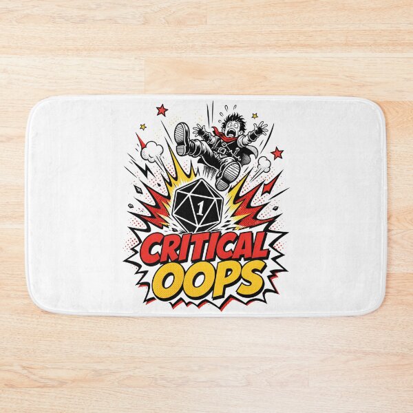 Item preview, Critical Oops Natural 1 Retro Comic Dice Art designed and sold by Fenay Designs.