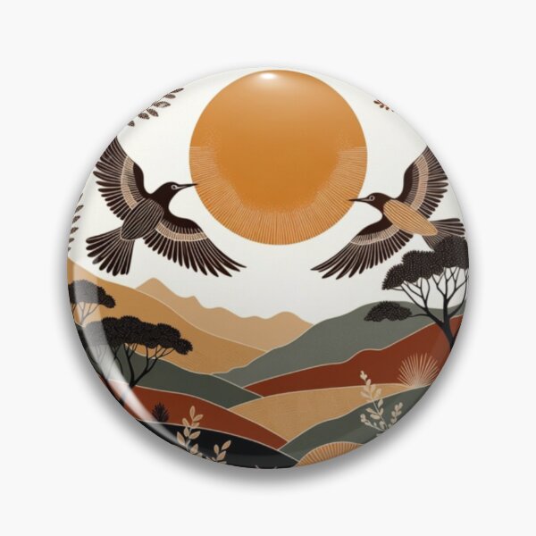 Item preview, Boho Twin Birds Sunset Landscape | Earth Tone Scandinavian Wall Art designed and sold by GalleryPeak.