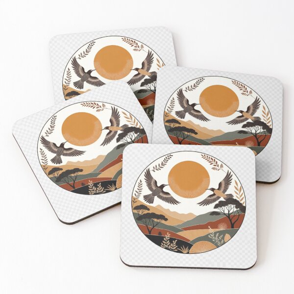 Item preview, Boho Twin Birds Sunset Landscape | Earth Tone Scandinavian Wall Art designed and sold by GalleryPeak.