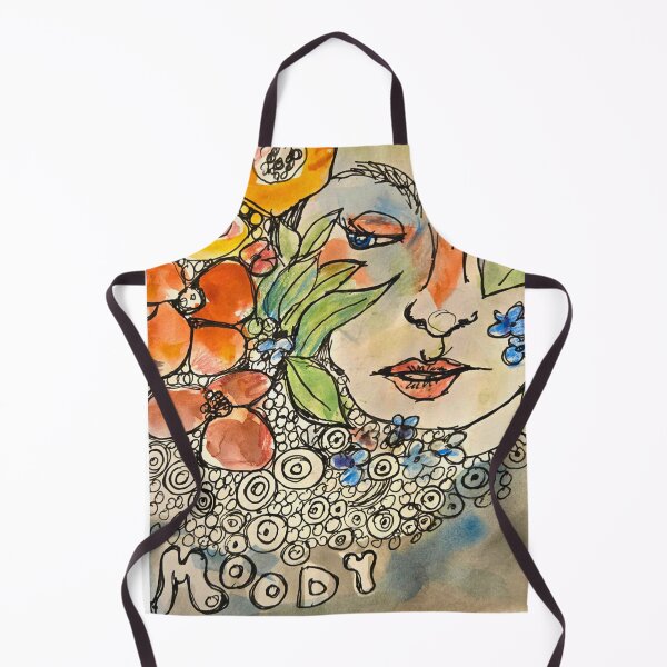 Item preview, Moody girl, multi media, flower girl, moods red yellows blues designed and sold by lydiaknoxart.