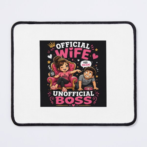 Item preview, Official Wife Unofficial Boss | Funny Marriage Couple Design designed and sold by ArjunDev1994.