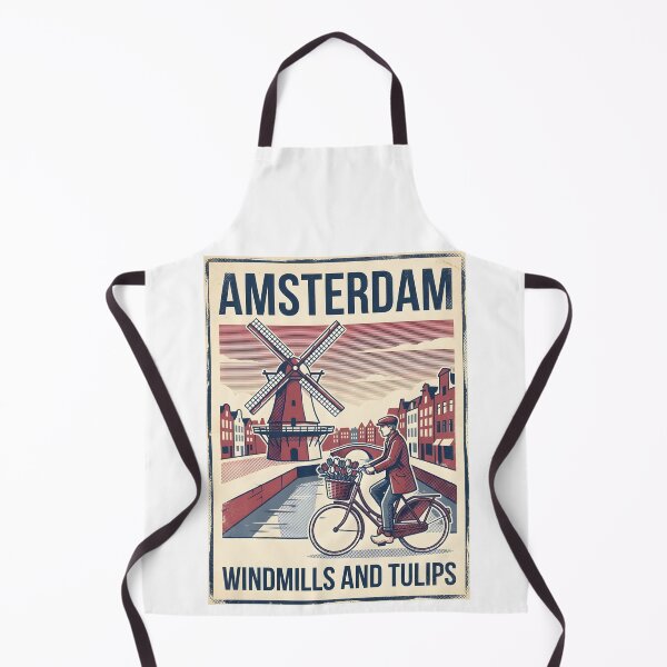 Item preview, Vintage Amsterdam Windmill Tulips Bicycle Poster designed and sold by EKHOAISTORE.