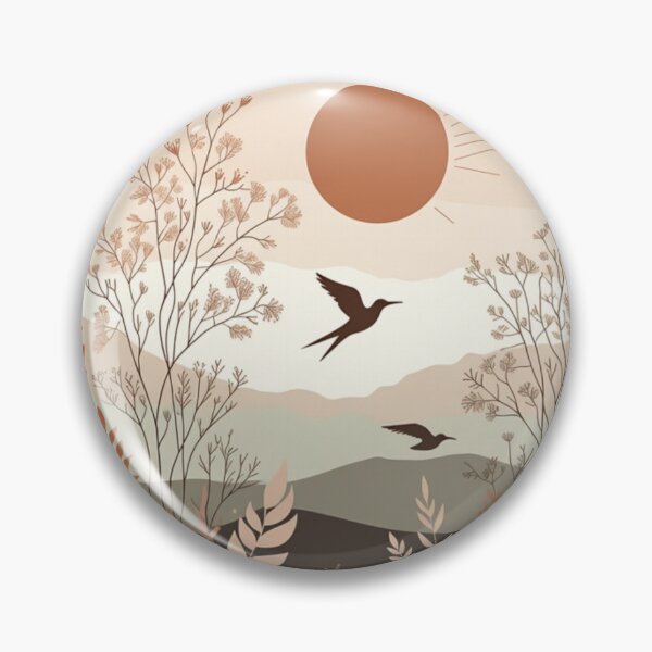 Item preview, Boho Bird Landscape Art Print | Neutral Botanical Wall Decor | Japandi Nature Illustration designed and sold by GalleryPeak.