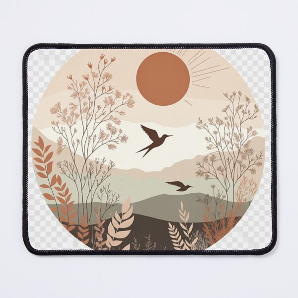 Item preview, Boho Bird Landscape Art Print | Neutral Botanical Wall Decor | Japandi Nature Illustration designed and sold by GalleryPeak.