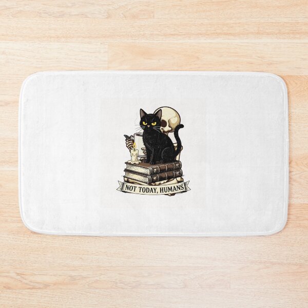 Item preview, Not Today Humans - Gothic Black Cat Skull Books Vintage Illustration designed and sold by Mystic & Celestial Art.