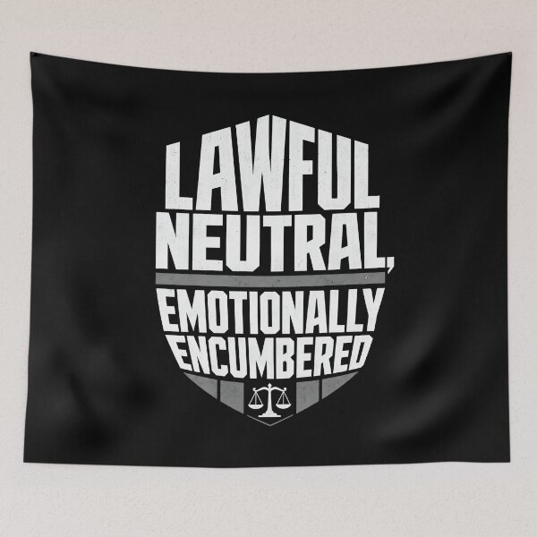 Item preview, Lawful Neutral Emotionally Encumbered Alignment Shield Graphic designed and sold by Fenay Designs.