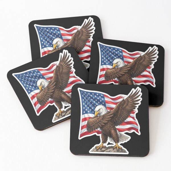 Item preview, Bald Eagle Perched with American Flag Background designed and sold by DailySparks.
