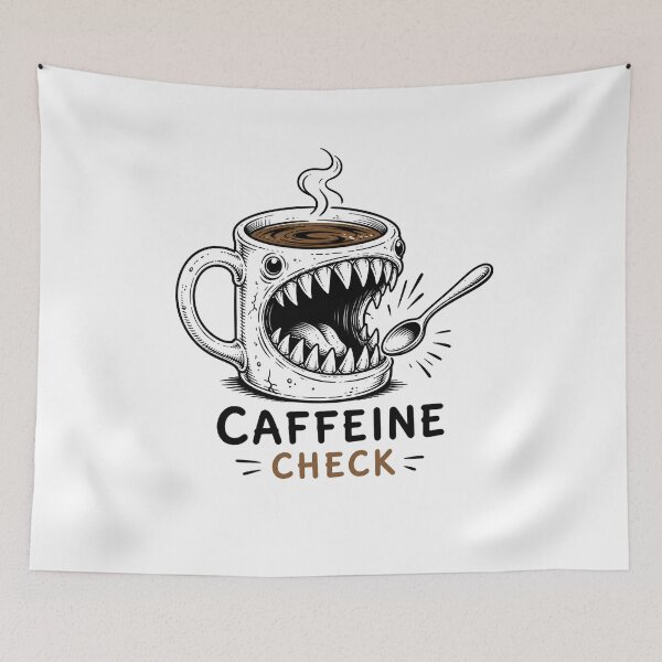 Item preview, Caffeine Check Coffee Mug Mimic Monster Art designed and sold by Fenay Designs.