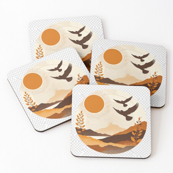 Item preview, Boho Bird Mountain Wall Art | Terracotta Sunset Landscape | Modern Japandi Nature Print designed and sold by GalleryPeak.