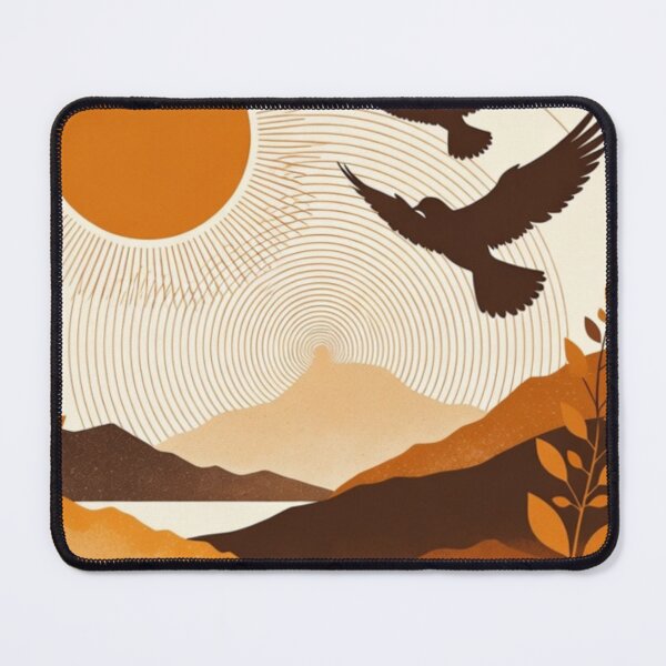 Item preview, Boho Bird Mountain Wall Art | Terracotta Sunset Landscape | Modern Japandi Nature Print designed and sold by GalleryPeak.