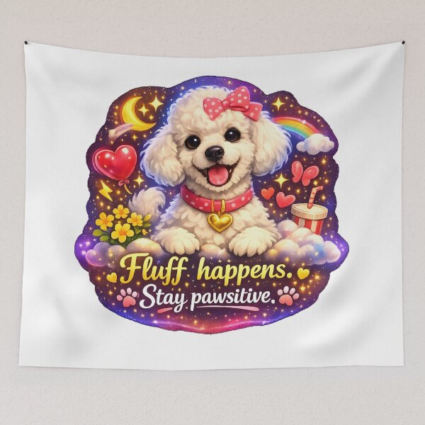 Item preview, Poodle Whimsy – “Fluff Happens. Stay Pawsitive.” designed and sold by bluesirian22.