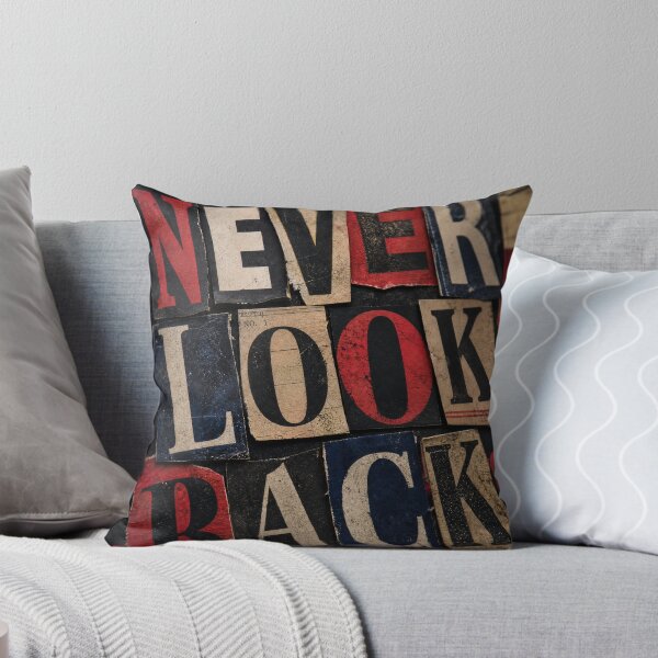 Item preview, NEVER LOOK BACK, Distressed Typography Collage, Moody Grunge Motivational Art designed and sold by Jandedan.