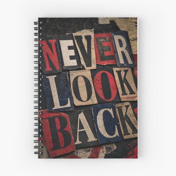 Item preview, NEVER LOOK BACK, Distressed Typography Collage, Moody Grunge Motivational Art designed and sold by Jandedan.