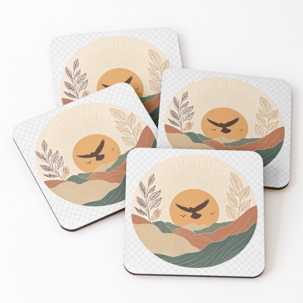 Item preview, Boho Eagle Wall Art | Japandi Mountain Landscape | Neutral Earth Tone Nature Print designed and sold by GalleryPeak.