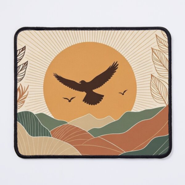 Item preview, Boho Eagle Wall Art | Japandi Mountain Landscape | Neutral Earth Tone Nature Print designed and sold by GalleryPeak.