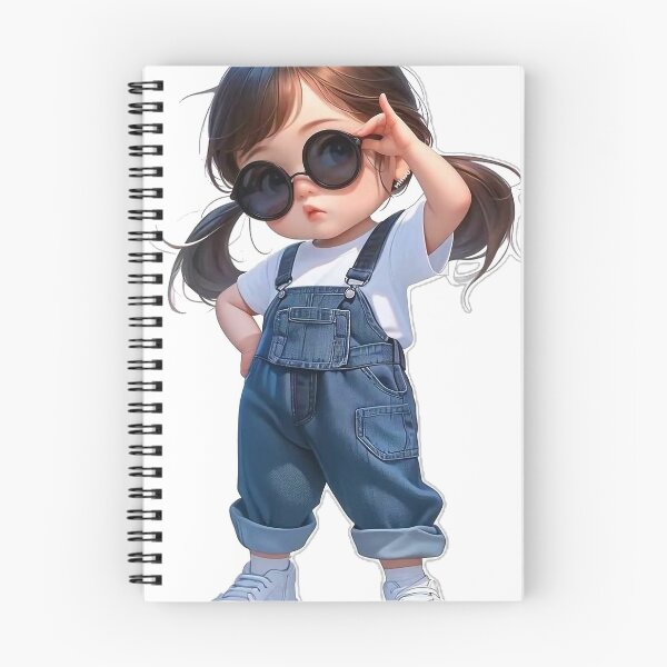 Item preview, Cute 3D Anime Girl in Denim Overalls - Cool Sassy Chibi Kitten Eye Glasses designed and sold by Hou$e of Art .