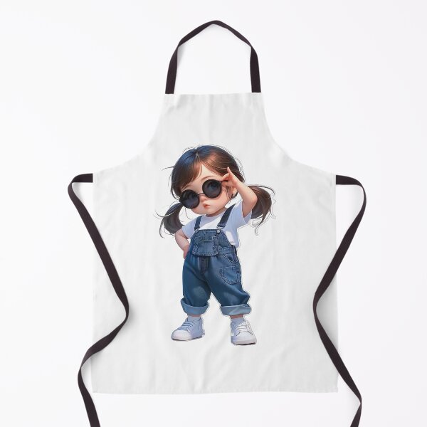 Item preview, Cute 3D Anime Girl in Denim Overalls - Cool Sassy Chibi Kitten Eye Glasses designed and sold by Hou$e of Art .