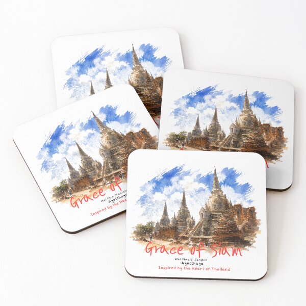 Item preview, Ayutthaya Thailand Ancient Temple Watercolor Travel Art designed and sold by Beeform.
