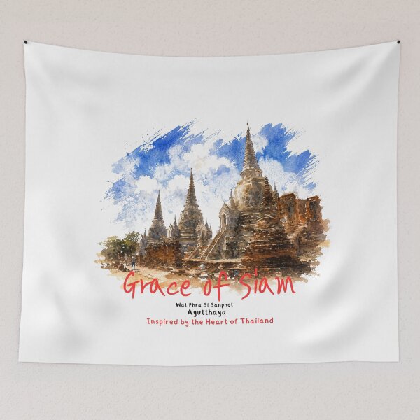 Item preview, Ayutthaya Thailand Ancient Temple Watercolor Travel Art designed and sold by Beeform.