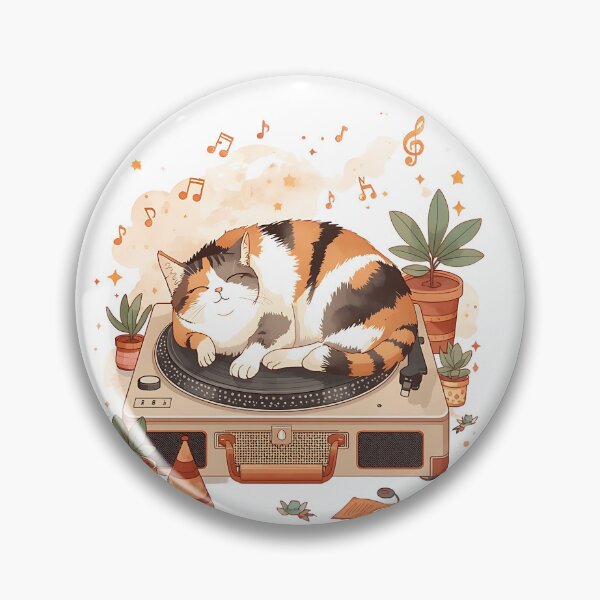 Item preview, Cozy Lofi Calico Cat Sleeping on Vintage Record Player designed and sold by KooksStudio.