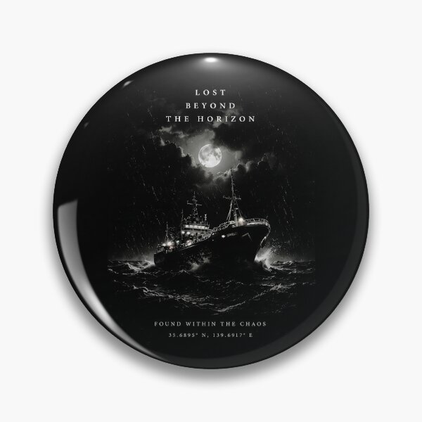 Item preview, Lost Beyond The Horizon Dark Nautical Ship White Black T-Shirt designed and sold by IXM_CREATION.