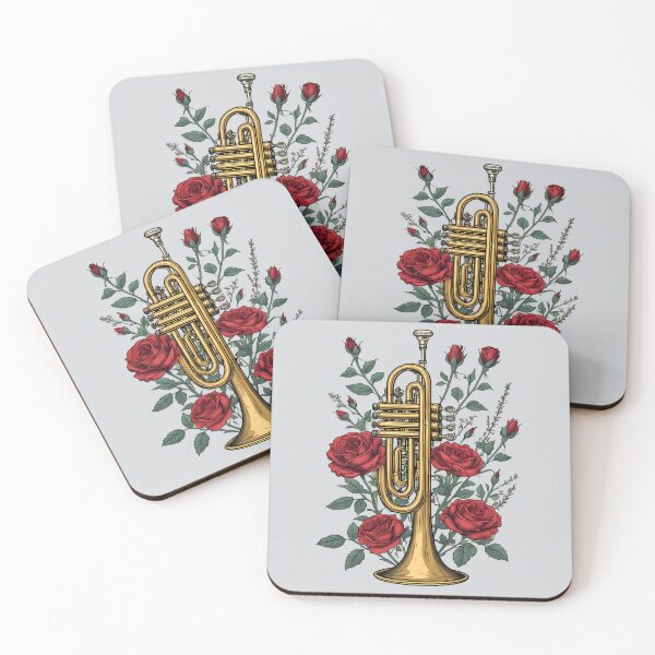 Item preview, Golden Trumpet and Red Roses - International Jazz Music designed and sold by Art-Arcade6.