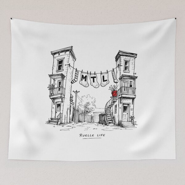 Item preview, Ruelle Life Montreal Alleyway Spiral Staircase Sketch Art designed and sold by Fenay Designs.