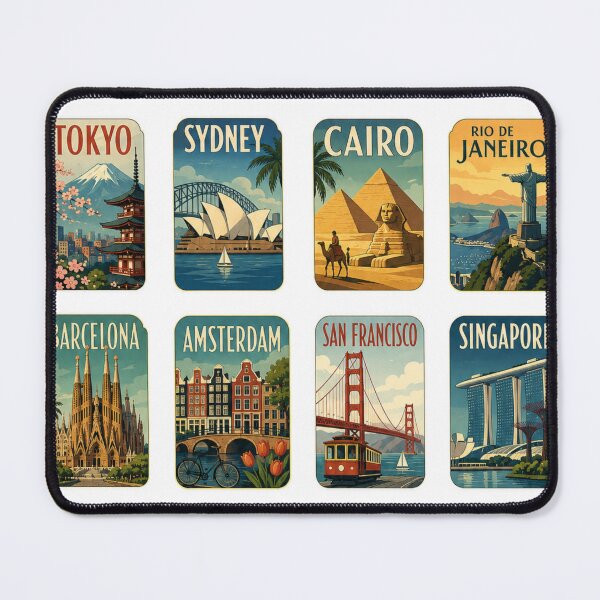 Item preview, Retro World Cities Travel Poster Art designed and sold by sadedream.