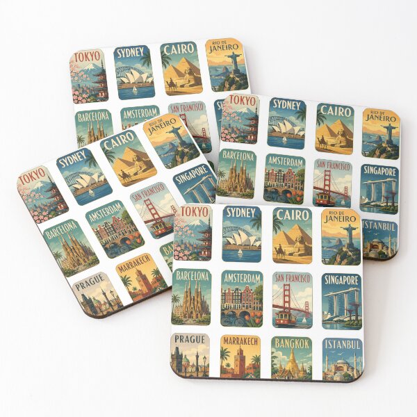 Item preview, Retro World Cities Travel Poster Art designed and sold by sadedream.