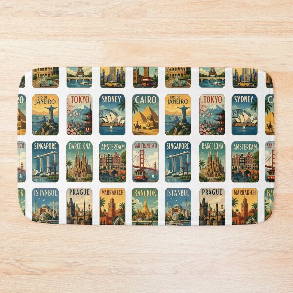 Item preview, Retro World Cities Travel Poster Art designed and sold by sadedream.