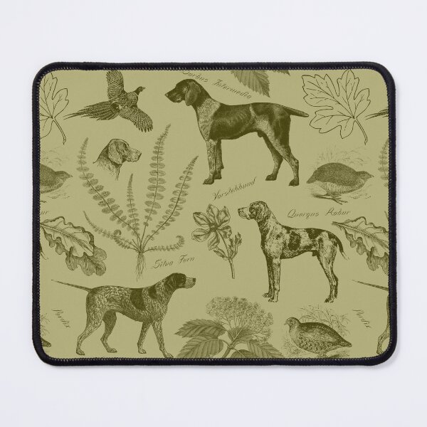 Item preview, German Pointer with Birds and Forest Plants Toile Pattern - Sage Green designed and sold by CanisArt.