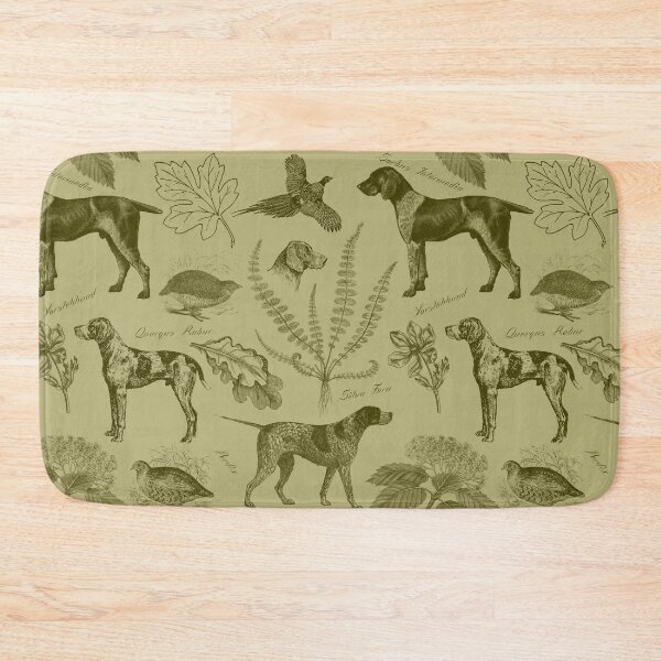 Item preview, German Pointer with Birds and Forest Plants Toile Pattern - Sage Green  designed and sold by CanisArt.
