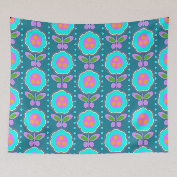 Item preview, Turquoise Flowers Pattern designed and sold by mirimo.