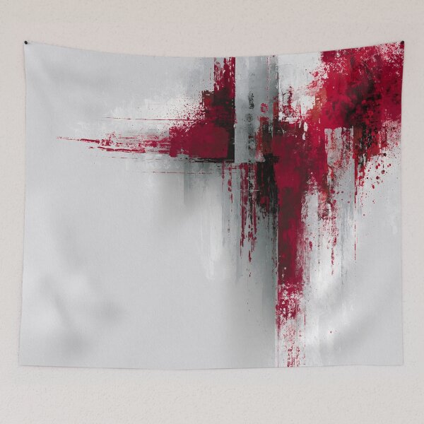Item preview, Vertical Red Splash Abstract Expression - Textured Red Palette No.27 designed and sold by SlowRegardArt.