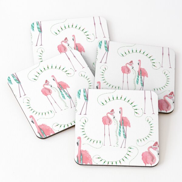 Item preview, Flamingos and Christmas Lights Design Part of Coastal Christmas Collection in Pink, Blue and Sand designed and sold by PD-Coastal.