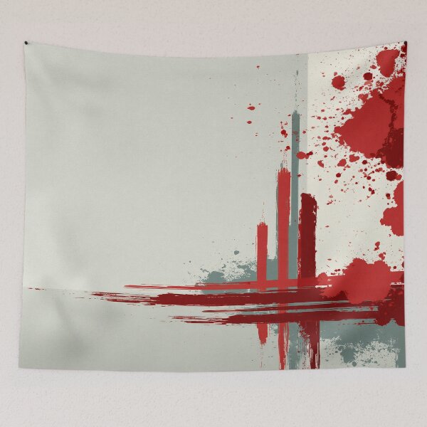 Item preview, Minimalist Red Splash Horizon Abstract Composition - Textured Red Palette No.28 designed and sold by SlowRegardArt.