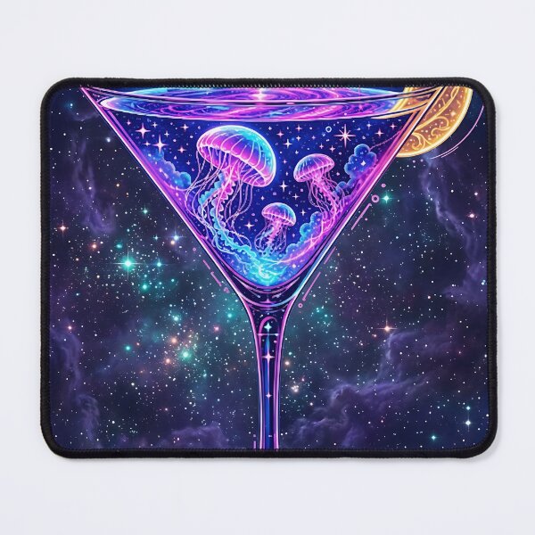 Item preview, Cosmic Neon Cocktail with Jellyfish Cyberpunk Nebula Art designed and sold by KooksStudio.