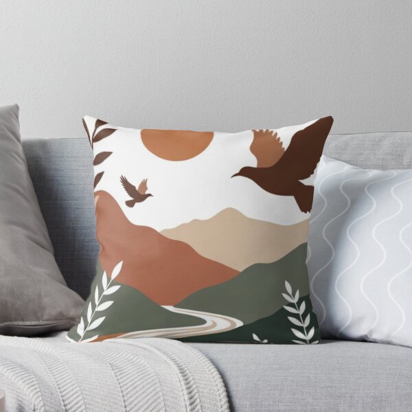 Item preview, Boho Bird Landscape Wall Art | Sage Green Mountain Sunset | Japandi Nature Print designed and sold by GalleryPeak.