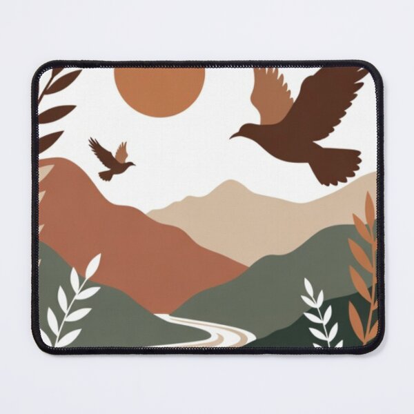 Item preview, Boho Bird Landscape Wall Art | Sage Green Mountain Sunset | Japandi Nature Print designed and sold by GalleryPeak.