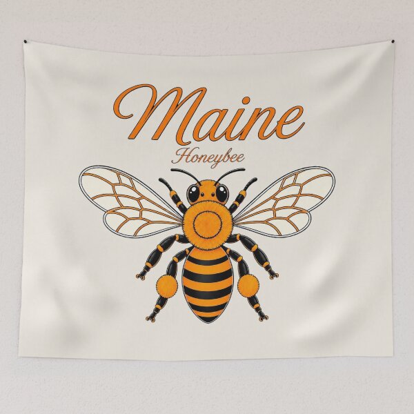 Item preview, Maine Honeybee State Insect Retro Poster designed and sold by The-Drip-Studio.