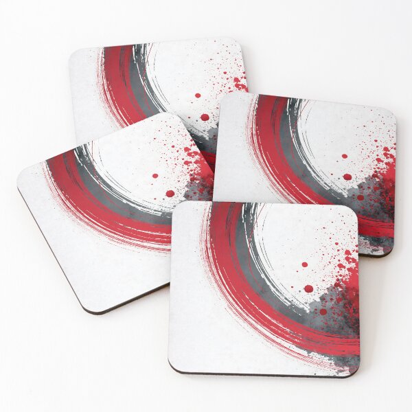 Item preview, Dynamic Red Gray Enso Circle Abstract Brushstroke - Textured Red Palette No.30 designed and sold by SlowRegardArt.